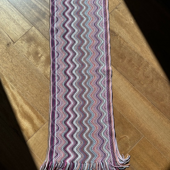 Missoni knit scarf, pink/burgundy/cream/lavender/orange/tan/brown - Picture 6 of 6